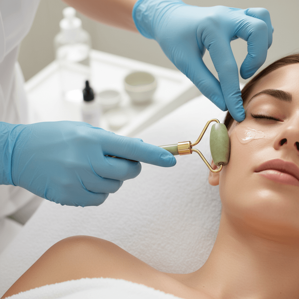 Woman receiving premium facial aesthetics treatment